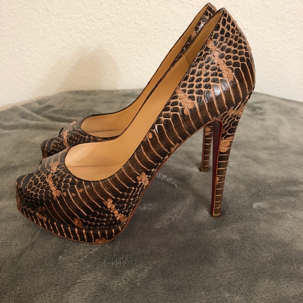 COPY - Authentic louboutin snake print platforms-…
